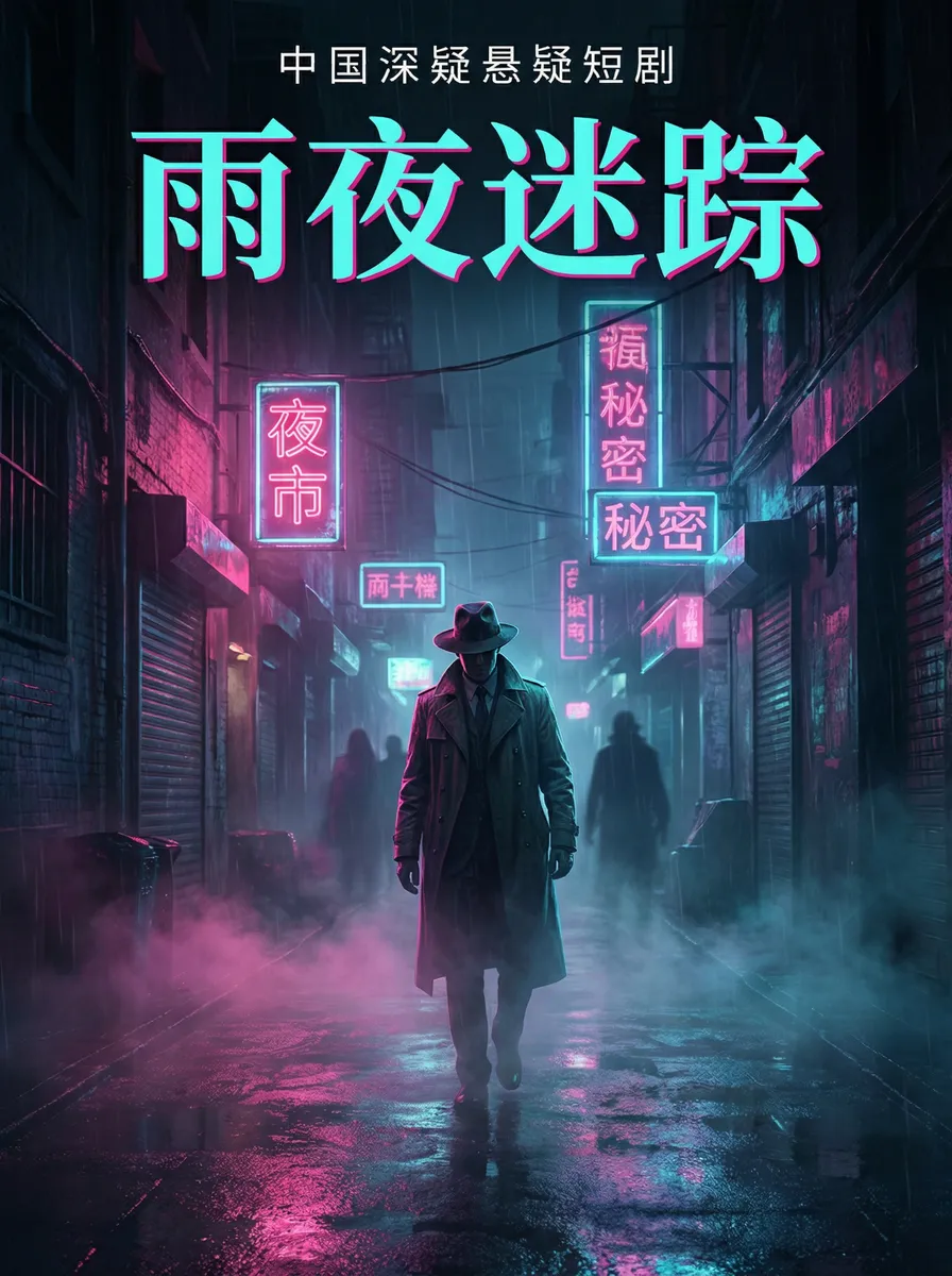 蓝色导航发布页 悬疑追踪短剧 - 雨夜迷踪海报